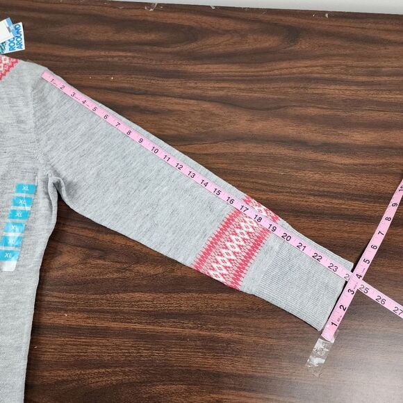 Rockin Around Ugly Sweater Christmas Dress Sweater Sheep Bell Gray Red Nordic XL - Picture 9 of 15